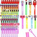 48 Pieces Makeup Bubble Wands Pink Spa Birthday Supplies Bubble Wands 6 Styles Spa Theme Party Decorations