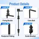 24" Cane Bolt Heavy-Duty Drop Rod for Gate, Heavy Duty Gate Latch for Wooden Fence Metal Gates, Vinyl Fence Gate Land Latch, Floor Latch for Fixing Door to The Ground, Black Coating, 1 Pack