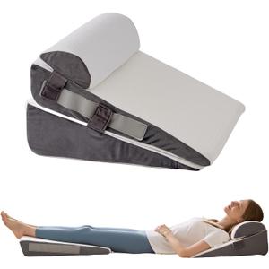 3Pcs Wedge Pillow Set for After Surgery,Acid Reflux Relief, Adjustable Bed Wedge Pillows for Sleeping,Anti Snore, Memory Foam Triangle Pillow for Back&Neck&Shoulder Pain Relief, White&Grey, 12 In+1 Head Pillow