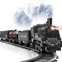 OCHIDO Train Set - Electric Train Toy Gift for Boys Girls, with Railway Kits, Steam Locomotive, Transport Vehicle &Tracks, Light, Smokes & Sound, Christmas Train Gifts for 3 4 5 6 7 8+ Year Old Kids