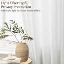 Linen French Door Curtains 40 Inch Length 2 Panels Light Filtering Short Farmhouse Curtains for Doors with Glass Window Closet Rod Pocket Lightweight Ivory White