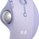 seenda Wireless Trackball Mouse, Ergonomic Bluetooth Rollerball Mouse Rechargeable, 3 Device Connection Optical Mice Adjustable DPI Thumb Control Mice Compatible for PC/Laptop/Windows - Light Purple