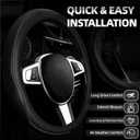 NBTEPEM Microfiber Steering Wheel Cover and Waterproof Car Floor Mats, Universal Fit Most Truck, SUV, Cars, 14.5-15inch Sporty Steering Wheel Covers with Anti-Slip Lining (Black with Black line)