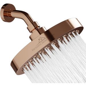 Rainfall Shower Head - 6" High Pressure Shower Heads - 1.8 GPM Shower Heads with Anti-Clog 90 Rubber Jets - 360 Rotation Adjustable Shower Head - Rustproof Bathroom Shower Head - Rose Gold