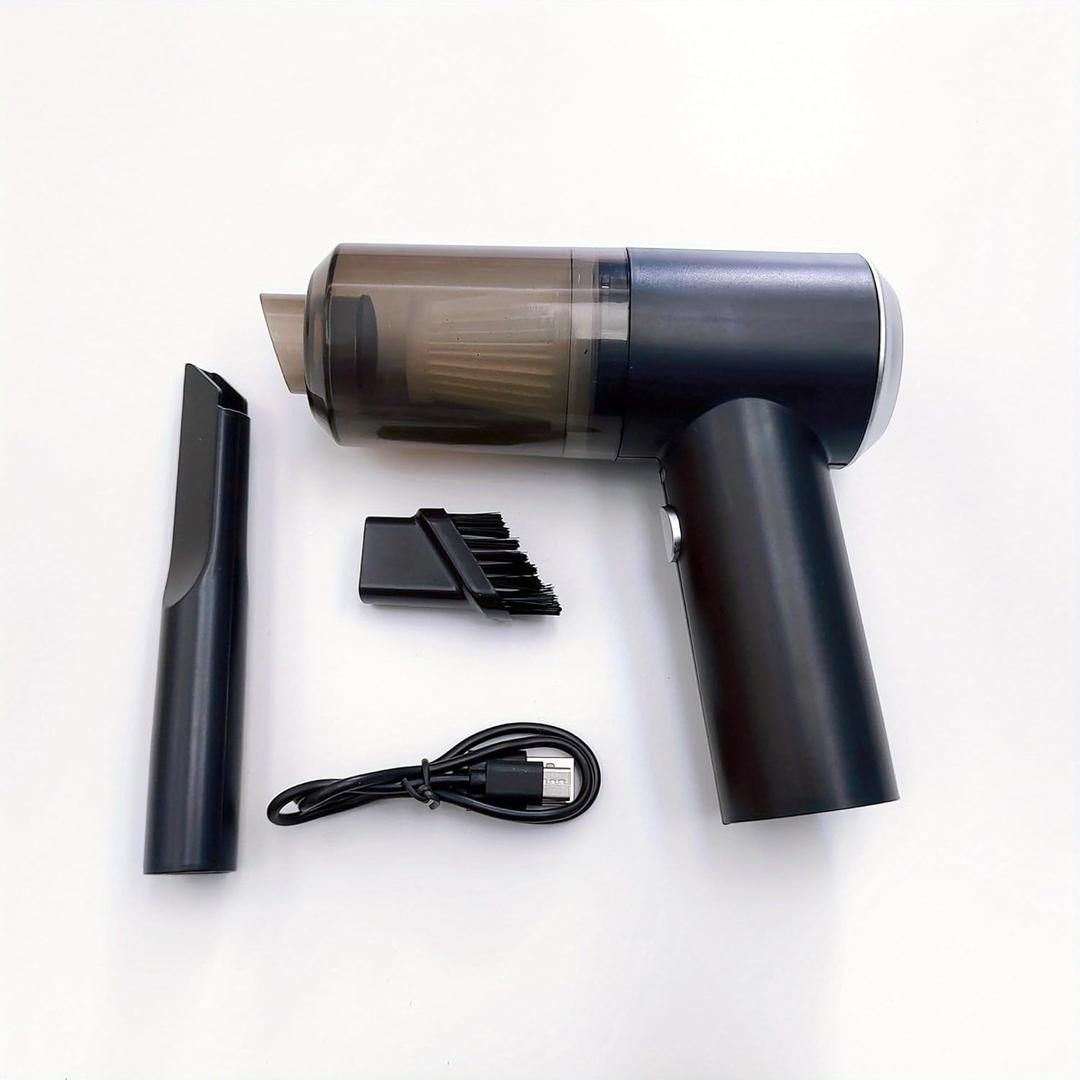 Portable Car Vacuum Cleaner, Cordless Handheld Mini Vacuum for Car Detailing, High-Suction Rechargeable (USB-C), with Crevice Tool & Brush, Washable HEPA-Type Filter, Compact Auto Interior Cleaner