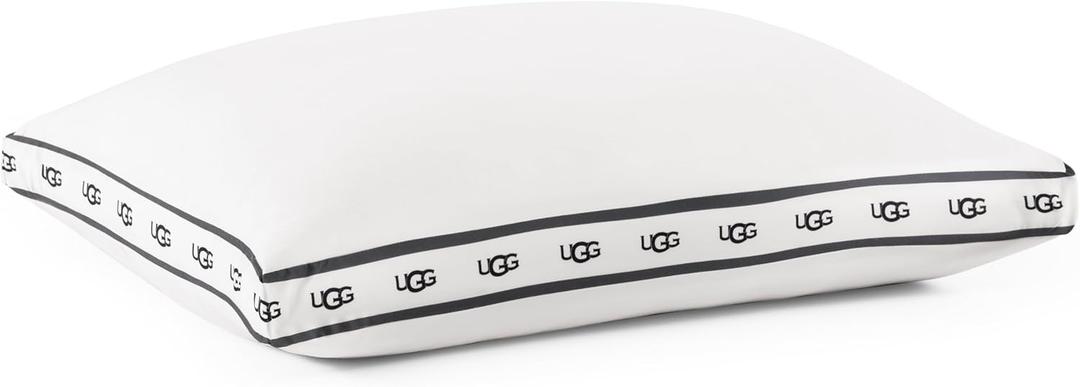 UGG Standard/Queen Bed Pillow Gusseted Down Alternative Pillow, Medium Firm Sleeping Pillows, Premium Luxury Home Decor Hypoallergenic Pillow for Queen Bed, White (Devon)