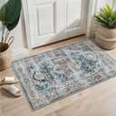 Madane Washable Area Rug 2x3, Small Entryway Rug Non-Slip Vintage Door Mat Indoor Entrance, Low Pile Floor Carpet for Inside Front Door Bedroom Kitchen Entry Laundry (2'x3', Navy)