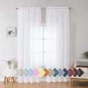Simplebrand White Sheer Curtains, 84" Length, 2 Panels Set - Light Filtering, Rod Pocket Window Curtains for Bedroom (White, 42" W x 84" L)
