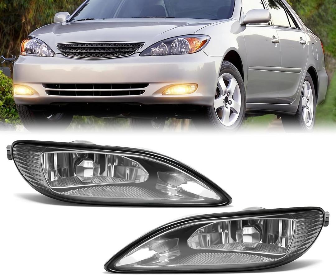 Halogen Fog Lights for 2002-2004 Toyota Camry,2005-2008 Corolla,2002-2003 Solara,1 Pair Front Driving Fog Lamps Kits with Wiring Harness Switch,Clear Lens