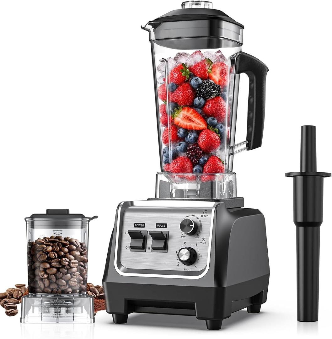 1800W Smoothie Blender and Grinder Combo 70OZ Large Capacity Countertop Blenders for Kitchen High Speed Blender for Smoothies Ice Crushing Frozen Drinks Puree (Silver-Black)