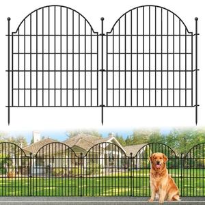 10 Panels No Dig Decorative Garden Fence, 32in (H) x 23.6ft (L) Outdoor Animal Barrier Fencing with Ground Stakes, Temporary Rustproof Metal Wire Panel Border for Rabbit,Dog