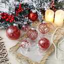 30ct Christmas Ball Ornaments-60mm/2.36" Shatterproof Clear Plastic Xmas Balls Baubles Set with Stuffed Delicate Sparkling, Hanging Christmas Tree Decorations(Red)