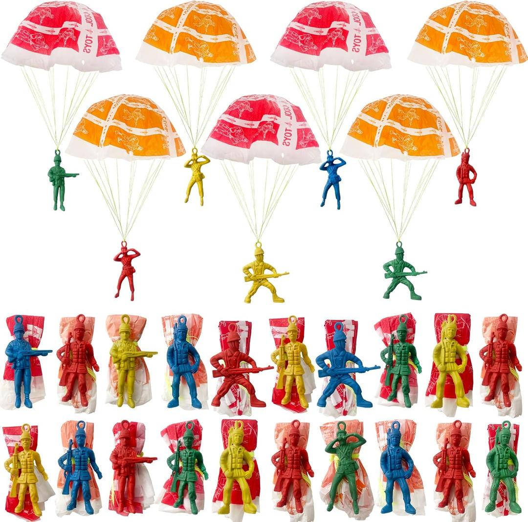 OJYUDD 50 PCS Parachute Toy,Mini Paratroopers Army Parachute Flying Throwing Outside Toys,Tangle Free Throwing Toy Parachute for Toddlers,Party Favors