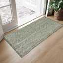 LEEVAN Washable Kitchen Rug 2' x 4.3', Green Bathroom Runner Rug, Reversible Small Hallyway Rug, Farmhouse Low Profile Front Door Mat, Modern Bedroom Carpet for Foyer Laundry/Proch Decor