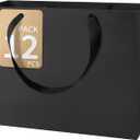 Black Gift Bags With Handles, 12.5x4.5x11 Inch Sturdy Kraft Paper Gift Bags 12 Pcs, Bulk for Wedding, Party, Birthday, Business and Shopping, Large Size