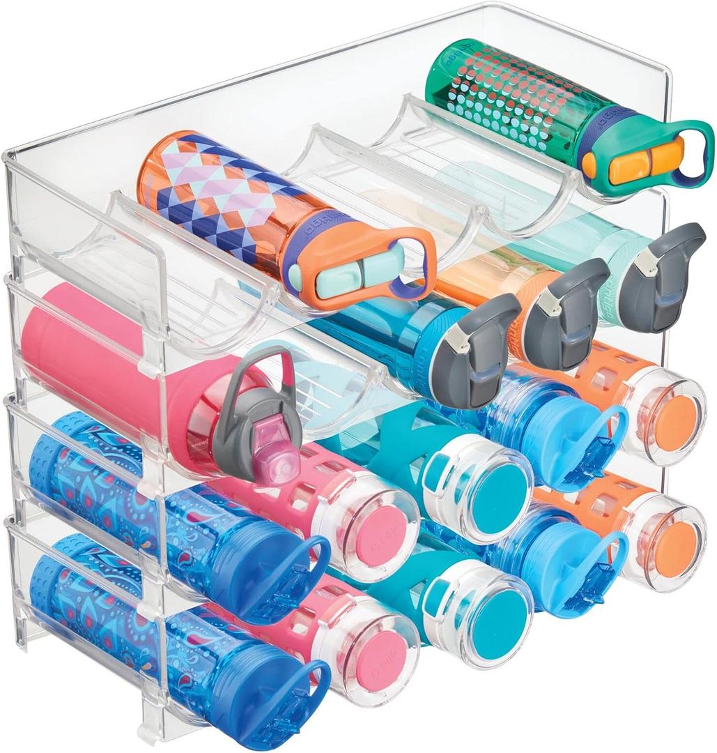 Plastic Water Bottle Organizer and Wine Rack Storage Holder Stackable Water Bottle Storage Rack Cabinet Organization and Storage Travel Mug Cup Storage Rack Hold 20 Bottles (20 Bottle)