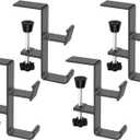 Zoomarlous 2 in 1 Garland and Stocking Mantel Holders, Adjustable No Drill Fireplace Stocking Hooks, Heavy Duty Mantle Stocking Hanger with Double Hooks for Xmas Home Party Decoration Bags Kitchen (4 Pieces)