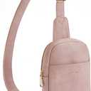Telena Small Sling Bag for Women Leather Crossbody Fanny Packs Chest Bag for Women (1-dusty Pink)