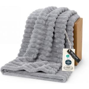Bedsure GentleSoft Grey Throw Blanket for Couch - Cozy Soft Blankets for Women, Cute Small Fleece Throws for Girls, Light Grey, 50x60 Inches