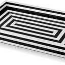 Handicrafts Home Decorative Tray for Coffee Table, Black and White Concentric Ottoman Tray 17 x 11 Inch, Handmade Resin Inlay Centerpiece Tray for Living Room, Modern Serving Tray for Home Decor