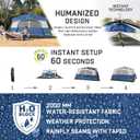 8 Person Instant Tent, Waterproof Pop Up Tents for Camping with Rainfly, 60 Seconds Easy Setup, Automatic Cabin Tent for Family Camping with Expandable Carry Bag & Upgraded Ventilation, Blue