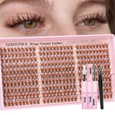 Brown Lash Clusters Kit Natural 300Pcs Wispy Lashes Cluster Eyelash Cluster Extensions Kit C Curve Individual Lashes Extensions Kit For DIY Waterproof & Long  Lasting (Light Brown1016mm)