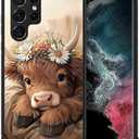 Compatible with Samsung Galaxy S23 Ultra Case, Shockproof Protective for Man Women Non-Slip for Samsung Galaxy S23 Ultra Crazy Pattern Brown Highland Cow Cute Sleeping