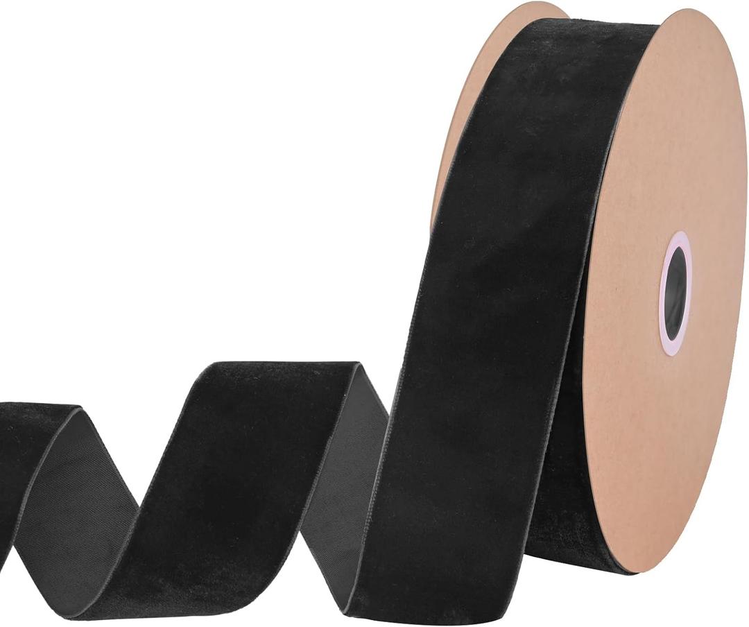 Black Velvet Ribbon 1-1/2 Inch Velvet Ribbon for Gift Wrapping Wedding Hair Bow Ribbons Headbands Bouquets-20 Yards