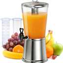 Beverage Dispenser with Stand, 2.5 Gallon Drink Dispenser for Parties,Events,Buffet &Self-Serve,Dual Ice Tube Core Fruit Infuser,Leakproof Spigot,Clear PC Container, Stainless Steel Lid&Base