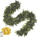 Cedar Real Touch Garland with Lights, 6Ft Pre-Lit Garlands Christmas Decorations, Thickness Realistic Greenery Artificial Pine Garland, Thickness Faux Cedar Garlands for Mantle Xmas Decor