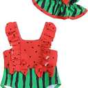 NZRVAWS Newborn Baby Girl Swimsuit One Piece Toddler Girl Bathing Suit with Hat Ruffled Bikini Infant Girls Swimwear, Size: 3-6 Months