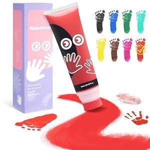 Nabance 2.54 fl oz Red Baby Hand and Footprint Friendly Ink Paint, Dog Cat Paw Print Safe Ink, Non-Toxic Acid-Free, Safe Gentle for Home School Christmas New Year DIY Keepsake Stamp