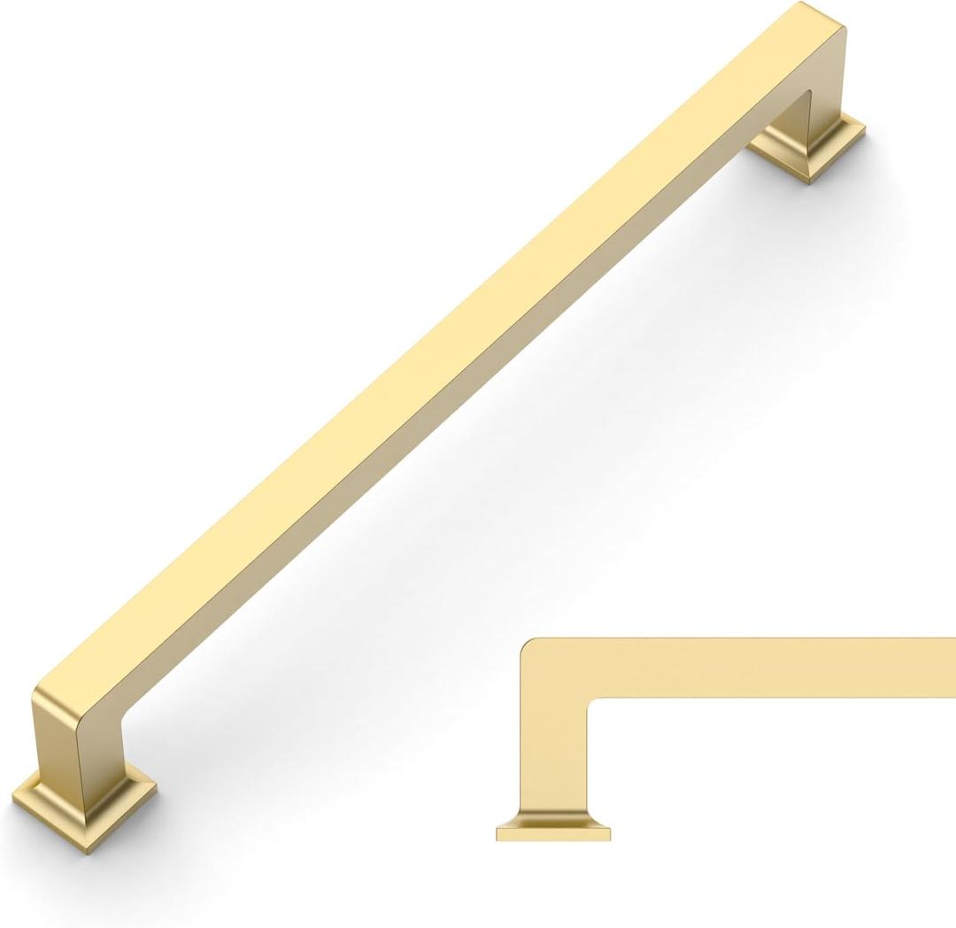 Amerdeco 10 Pack Brushed Gold Cabinet Pulls 12.6 Inch(320MM) Hole Centers Kitchen Cabinet Handles Cabinet Hardware Kitchen Handles for Cabinets Cupboard Handles Drawer Pulls ZH0019