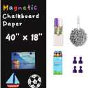 YOUNGJQ Magnetic Chalkboard Contact Paper for Wall 40" x 18" Self Adhesive Blackboard Wallpaper Peel and Stick Wall Decal with Starter Kit for Home Playroom Classroom