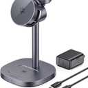 2026 New Magnetic Wireless Charger Stand with TEC Active Cooling, 15W Qi2-Certified 3 in 1 Charging Station for Apple Charger Stand, Wireless Charger for iPhone17/16/15/14/13/12, Apple Watch, AirPods (Gunmetal Grey)