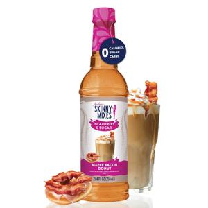 Jordan's Skinny Mixes Sugar Free Coffee Syrup, Maple Bacon Donut Coffee Flavoring Syrup, Zero Calorie Drink Mix for Lattes, Baking or Protein Shake, Dairy & Gluten Free, Kosher, 25.4 Fl Oz (EXP 06/10/26)