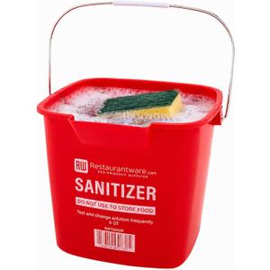 Restaurantware Cleaning Bucket 6 Quart Pack of 1 Plastic Square Bucket for Washing Mopping, Sanitizing Bucket with Built-In Spout and Handle, Red Utility Tool for Household Commercial Use