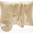 BEDELITE Satin Pillowcase with Zipper, Champagne King Size Pillow Cases Set of 2, Super Soft and Cooling Similar to Silk Pillow Cases, Gift for Women Men(20x36 Inches)