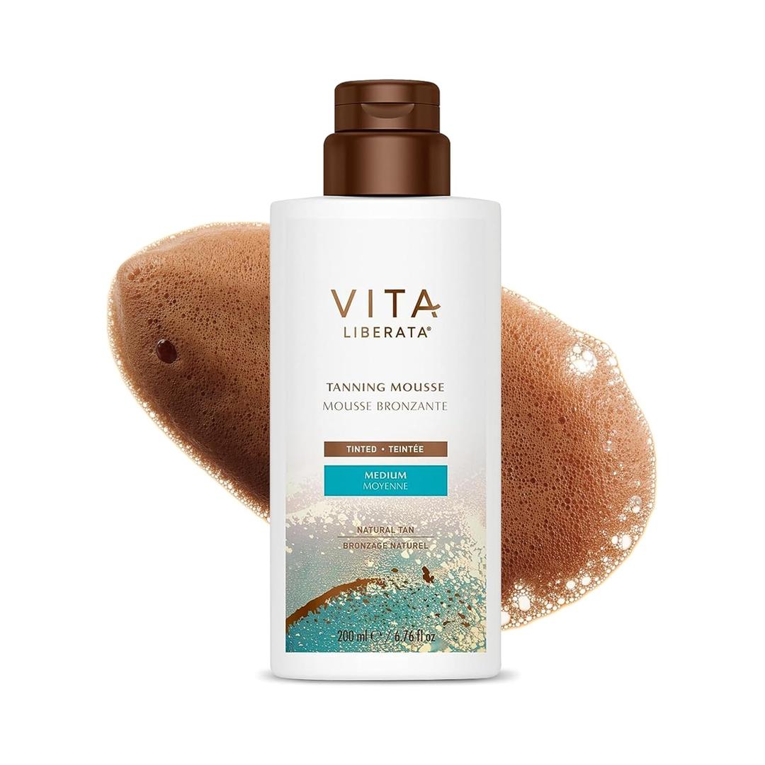 VITA LIBERATA Tinted Self Tanner Mousse - Medium, Lightweight & Fast Drying Formula, Tinted For Easy Application, Lasting Tan, Formulated with Organic Aloe Vera & Hyaluronic Acid, 6.76 fl oz