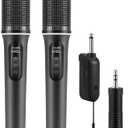 Wireless Microphones, 5-level Volume Adjustment, Dual Handheld Dynamic Mic with Dynamic Ambient Lighting,Ultra-Stable Rechargeable Receiver,40H Duration, 200ft Range,Karaoke Microphone for Singing