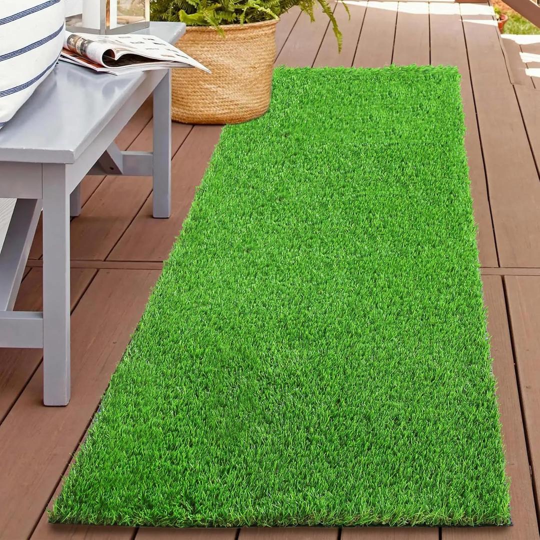 XLX TURF Artificial Grass Outdoor Runner Rug 2 FT X 10 FT - Pets Friendly Soft Fake Grass 25mm High Pile