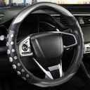 PU Leather Car Steering Wheel Cover with Anti-Slip Grip, for Women and Men, Universal Fit for 14.5-15 Inch Cars, Trucks, SUVs (Gray (Round), Medium(Standard) Size[14 1/2''-15''])