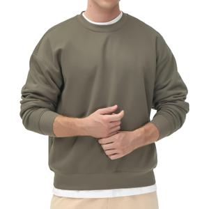 THE GYM PEOPLE Men's Fleece Crewneck Sweatshirt Thick Loose fit Soft Basic Pullover Sweatshirt (X-Large, Dark Grey)
