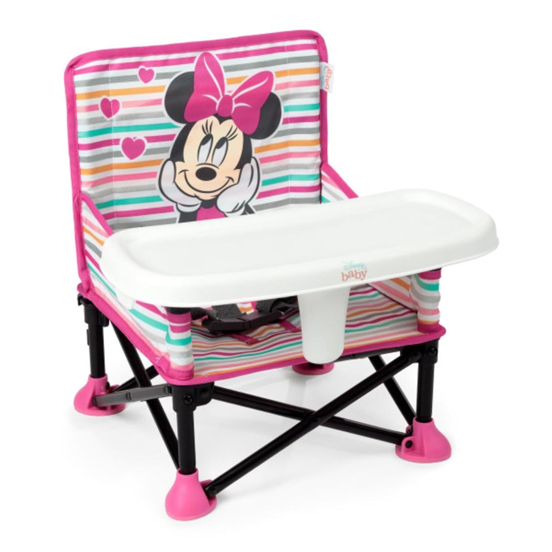 Bright Starts Disney Minnie Mouse Pop 'N Sit Portable Booster, Indoor/Outdoor Use, Floor Seat with Feeding Tray, 6 Mos - 3 Yrs (1 Count (Pack of 1))