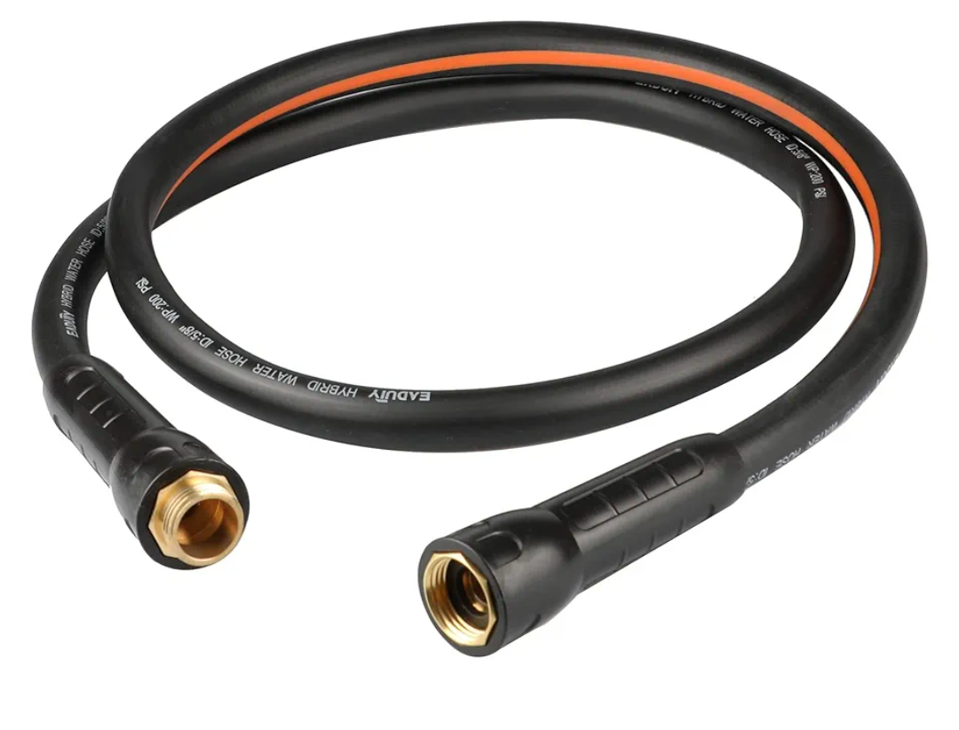 Hybrid Lead In Garden Hose 5/8 IN. x 6 FT, Heavy Duty, Lightweight, Flexible with Rotatable Grip Handle and Solid Brass Fittings, Gray+Orange
