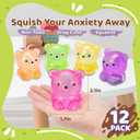 12Pack Fidget Toys Squishy Cute Bear Squeeze Ball , Stress Balls for Stress ReliefPull Stretch Classroom Prize Party Favors Toys for Kids