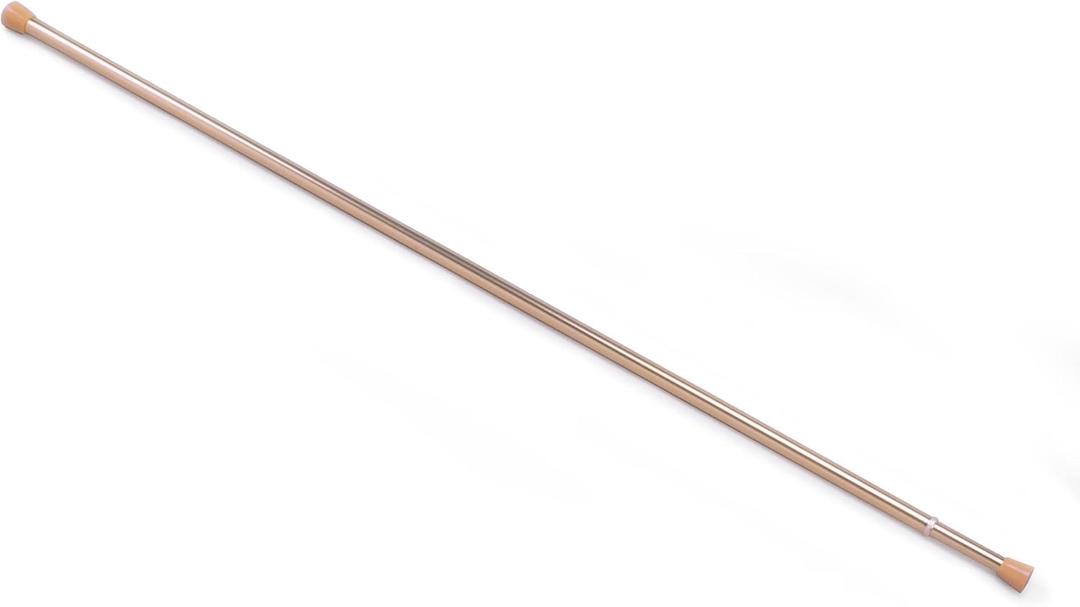 Fantasia Spring Tension Curtain Rod for windows, 28"- 48" adjustable width, 7/16" Diameter - Brass- Tension Mount Telescoping Rod Easy to Install Tool-Free Installation