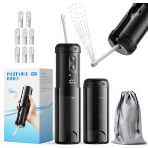 Peri Bottle for Postpartum Care-250ml Portable Bidet for Travel with 5 Sprayer Modes, 2000mAh Rechargeable Electric Bidet with 8 Replaceable Nozzles for Perineal Care & Post-Surgery Care (Black)