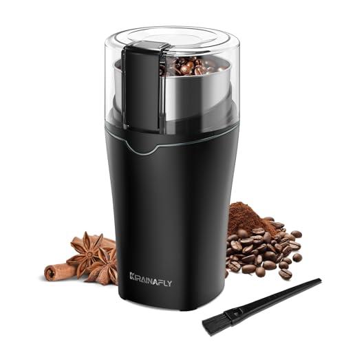 KIRAINAFLY Coffee and Spice Grinder, Espresso Grinder for Home Use, Stainless Steel Blade and Removable Cup, Multi-functional for Coffee Beans, Spices and More,Gray