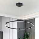 LED Black Chandelier,Modern 1-Ring Dimmable Pendant Lighting Fixture, 31.5